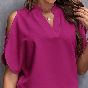 Women's solid color fashionable off-shoulder sleeve top